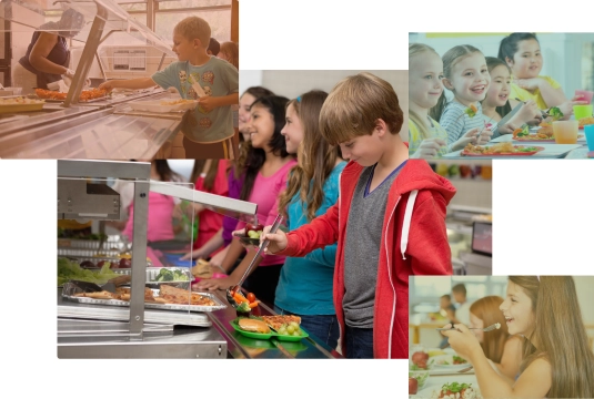 Composición de niños en comedor escolar